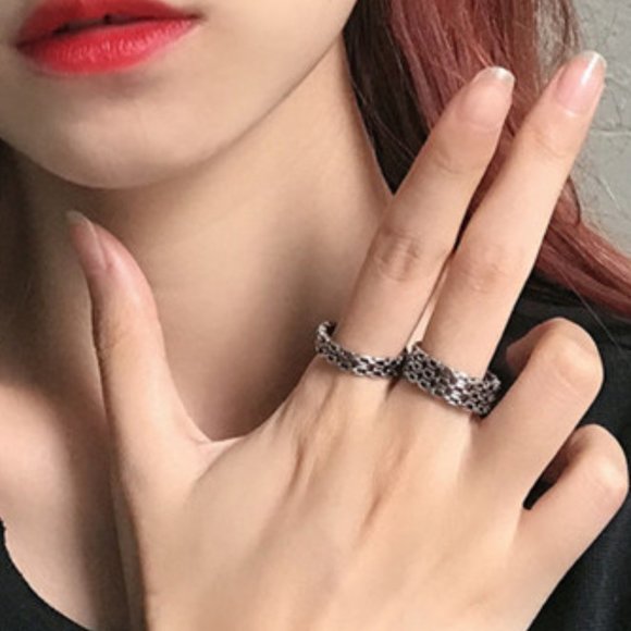♠️ NEW Retro Silver Ring Set of 2 - Picture 5 of 6